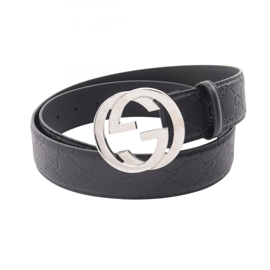 GUCCI Interlocking G Guccissima Belt Black Size 95/38