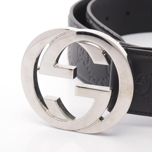 GUCCI Interlocking G Guccissima Belt Black Size 95/38
