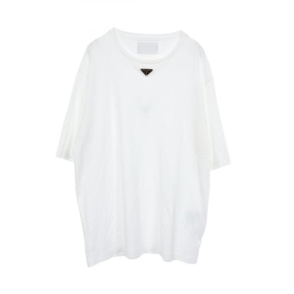 PRADA Triangle Logo Cotton T-Shirt White Size M