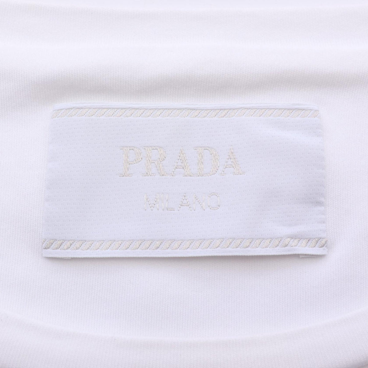 PRADA Triangle Logo Cotton T-Shirt White Size M