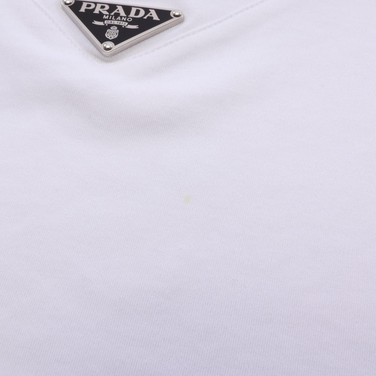 PRADA Triangle Logo Cotton T-Shirt White Size M