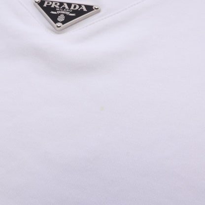 PRADA Triangle Logo Cotton T-Shirt White Size M