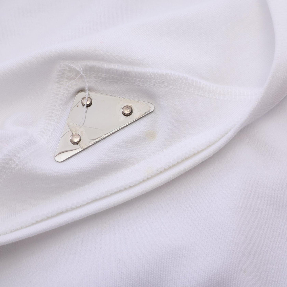 PRADA Triangle Logo Cotton T-Shirt White Size M