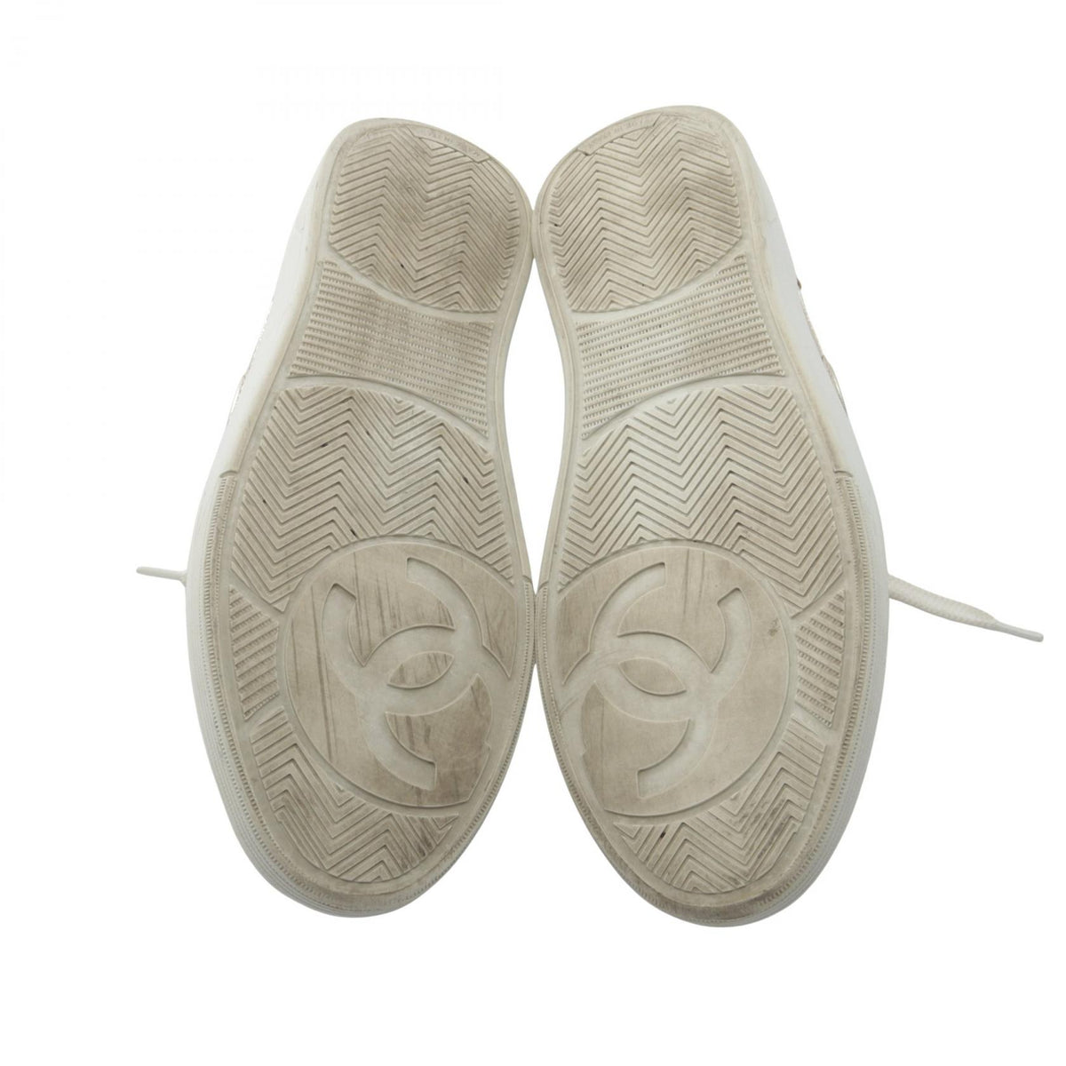 CHANEL Coco Mark Leather Sneakers Gold Size 38