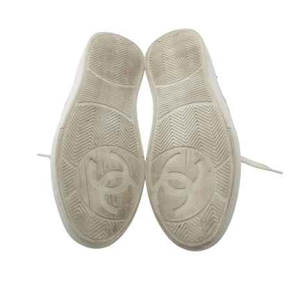CHANEL Coco Mark Leather Sneakers Gold Size 38