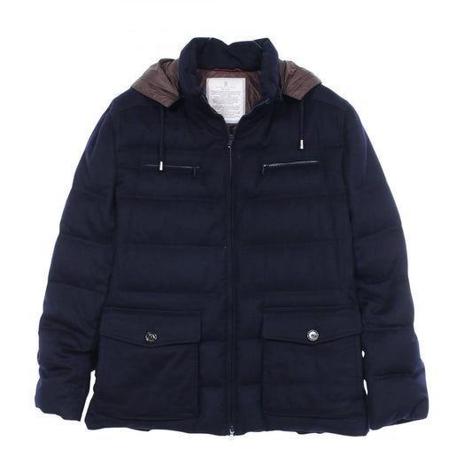 Brunello Cucinelli Cashmere Down Jacket Navy Size XXL