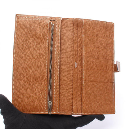 HERMES Bearn Soufflet Gold Long Wallet