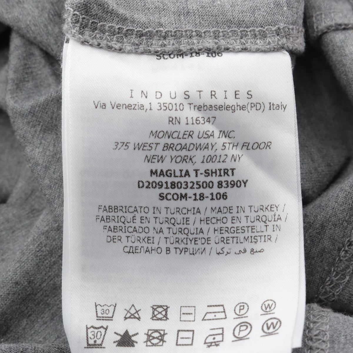 MONCLER Logo Patch Cotton T-Shirt Gray Size M
