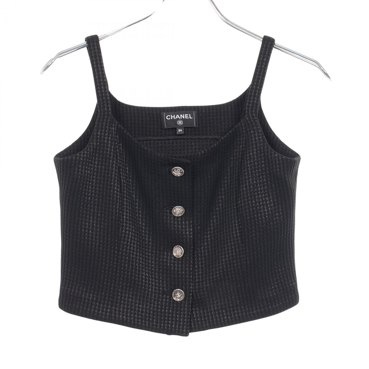 CHANEL 2025 Cruise Nylon Bustier Crop Top Black Size 34