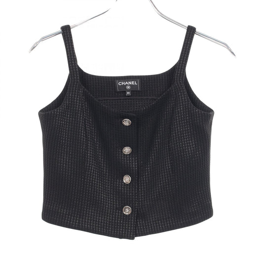 CHANEL 2025 Cruise Nylon Bustier Crop Top Black Size 34