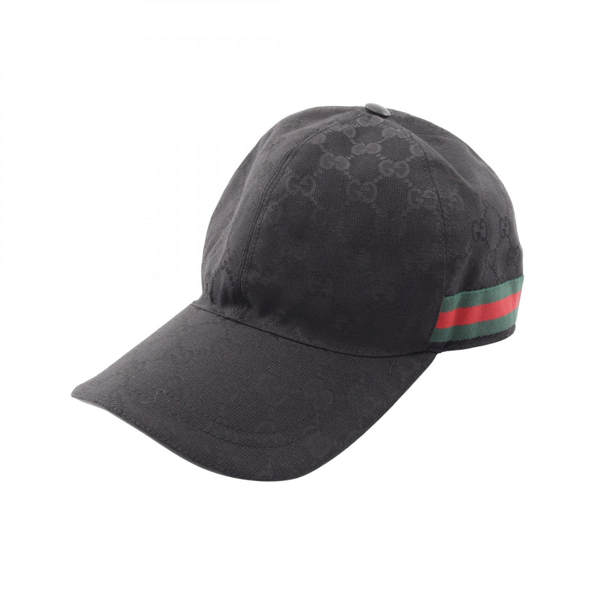 GUCCI GG Canvas Web Stripe Cap Cotton Rayon Black Size XL