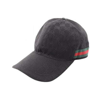 GUCCI GG Canvas Web Stripe Cap Cotton Rayon Black Size XL