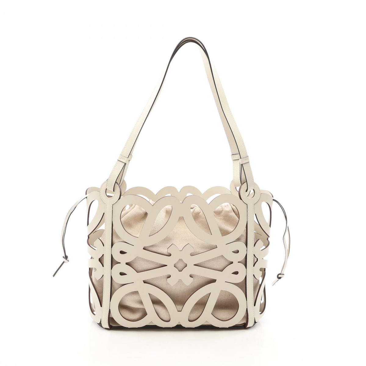 LOEWE Anagram Cutout Leather Bag White