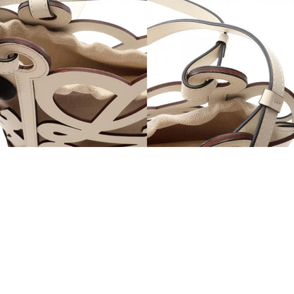 LOEWE Anagram Cutout Leather Bag White