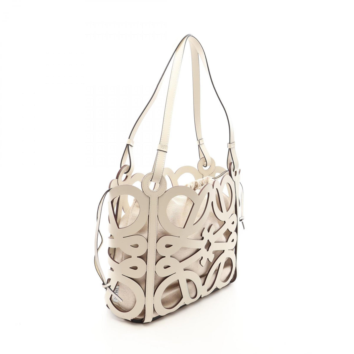 LOEWE Anagram Cutout Leather Bag White