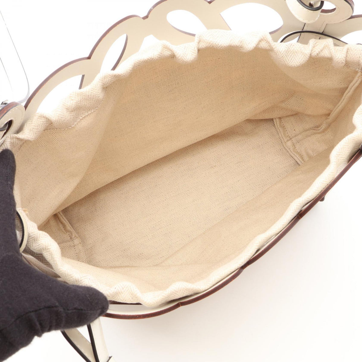 LOEWE Anagram Cutout Leather Bag White