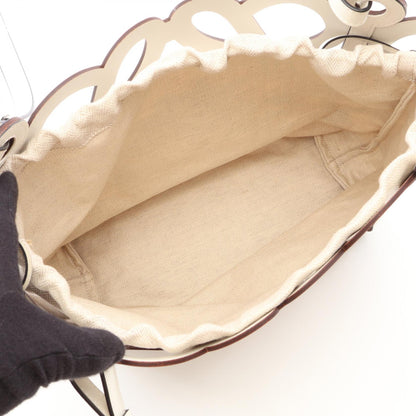 LOEWE Anagram Cutout Leather Bag White