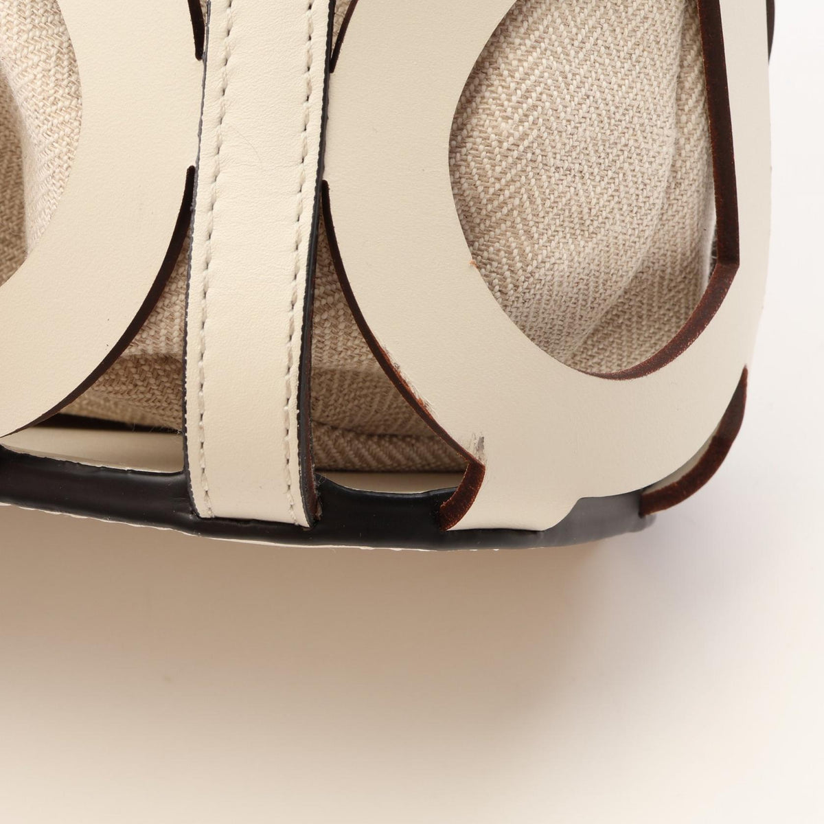 LOEWE Anagram Cutout Leather Bag White