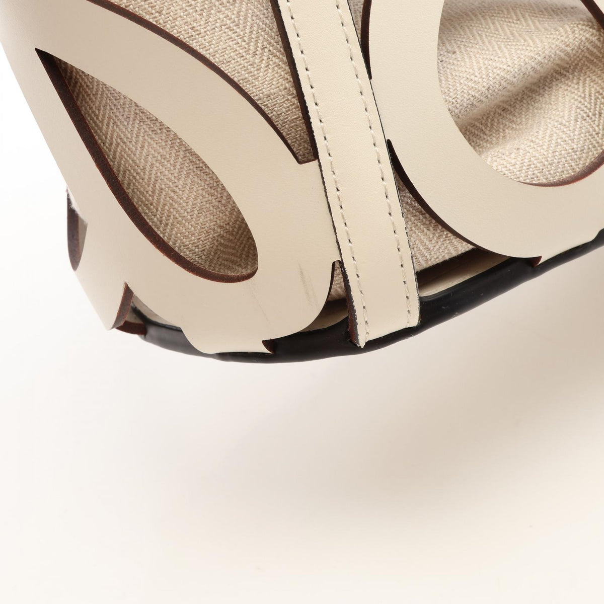LOEWE Anagram Cutout Leather Bag White
