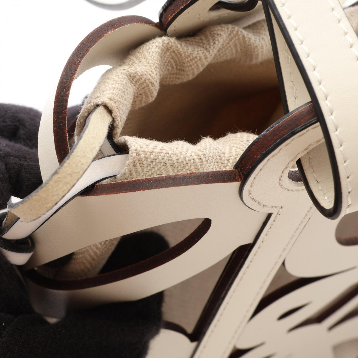 LOEWE Anagram Cutout Leather Bag White