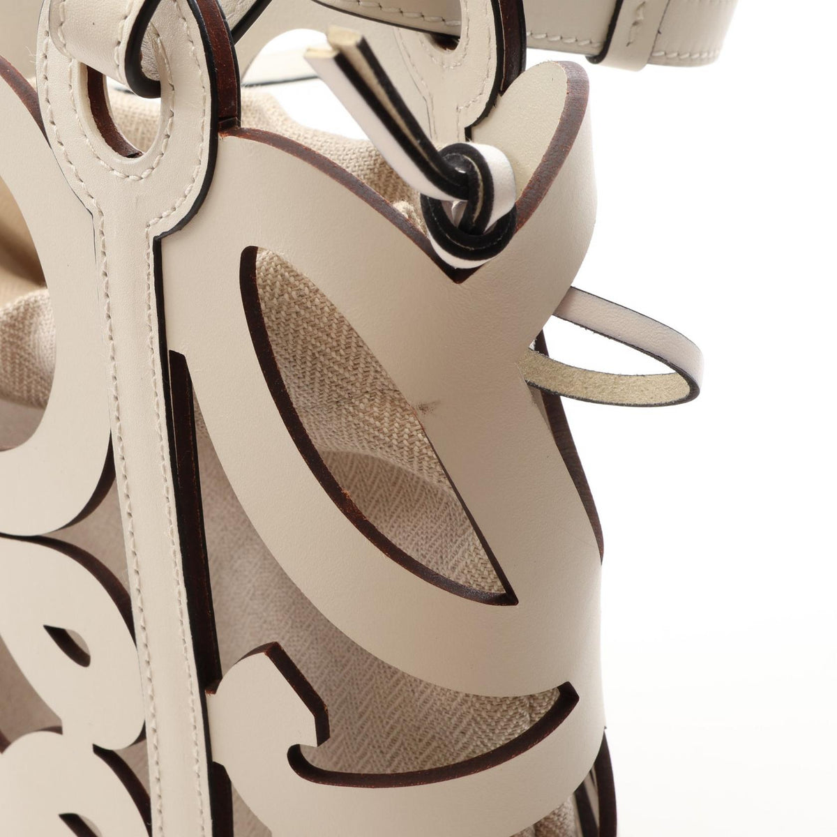 LOEWE Anagram Cutout Leather Bag White