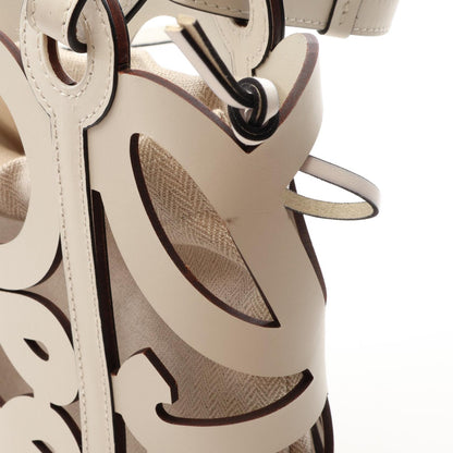 LOEWE Anagram Cutout Leather Bag White