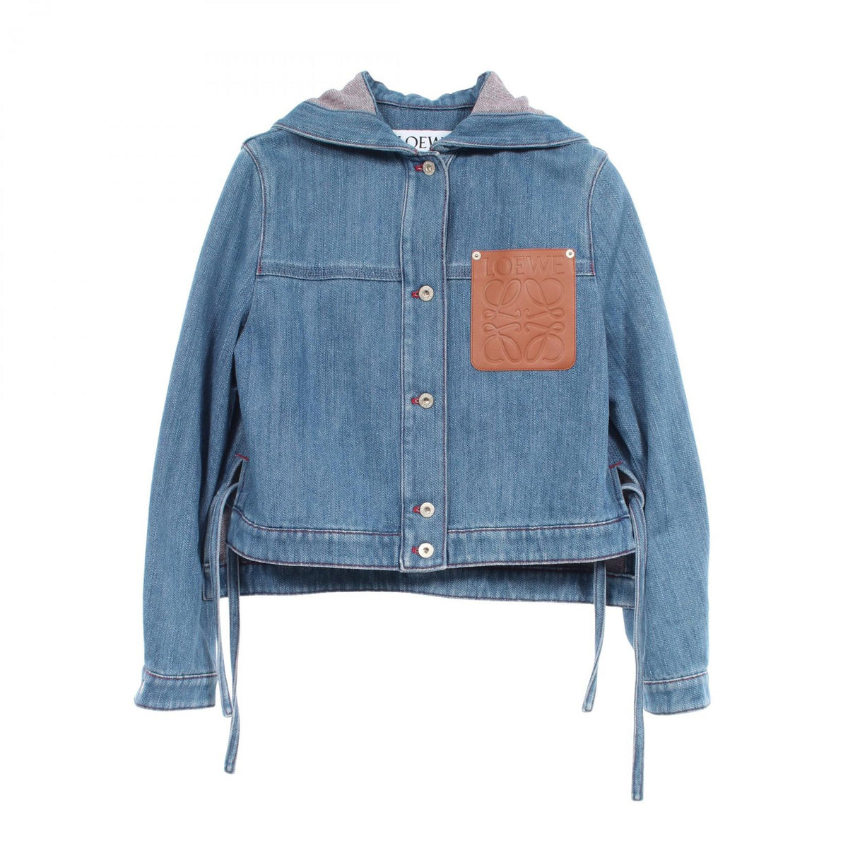 LOEWE Anagram Hooded Denim Jacket Blue Cotton Size 32