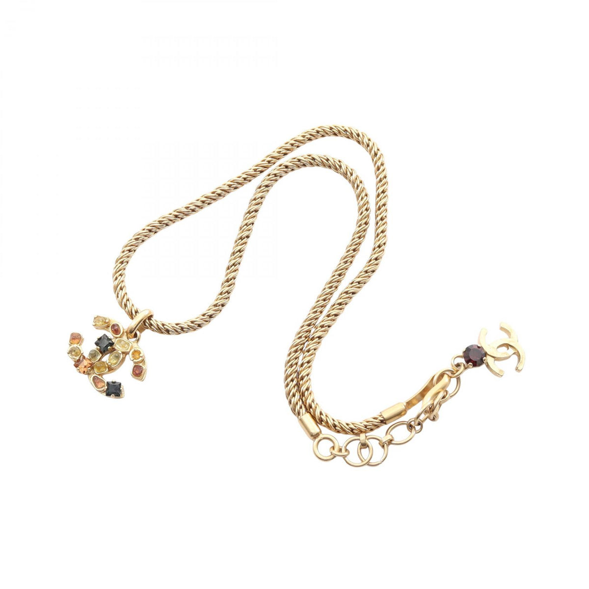 CHANEL Coco Mark Gripoix Gold Necklace