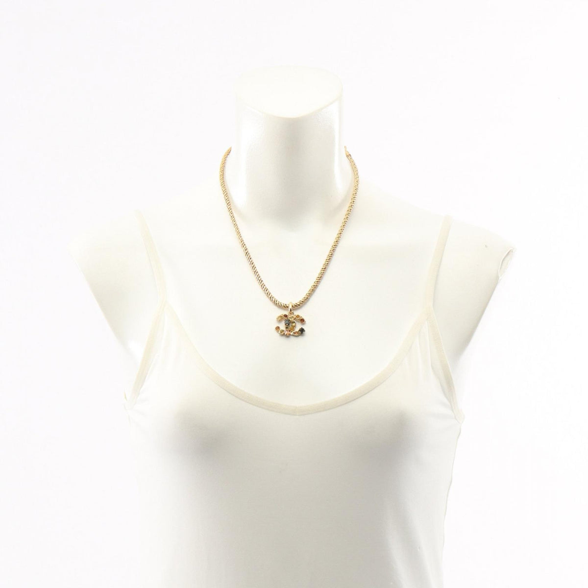 CHANEL Coco Mark Gripoix Gold Necklace