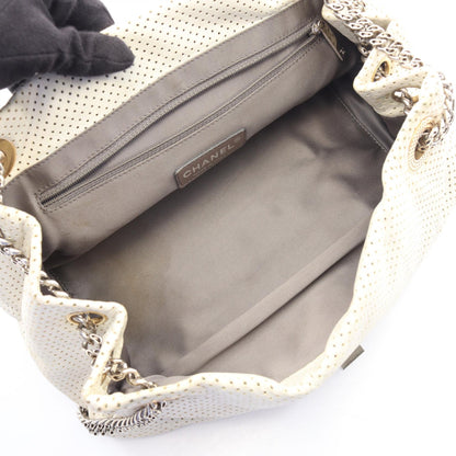 CHANEL 2.55 Punching Leather Bag White