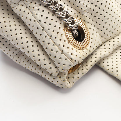 CHANEL 2.55 Punching Leather Bag White