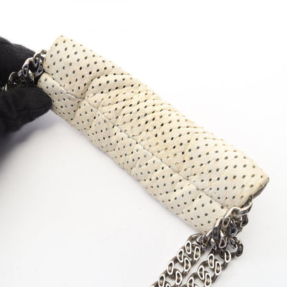 CHANEL 2.55 Punching Leather Bag White