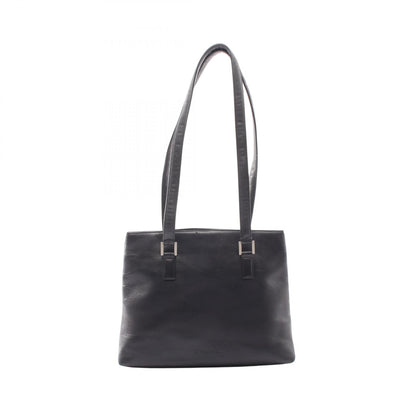 CHANEL Black Embossed Logo Shoulder Bag
