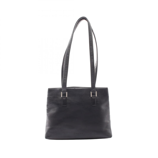 CHANEL Black Embossed Logo Shoulder Bag