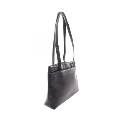 CHANEL Black Embossed Logo Shoulder Bag