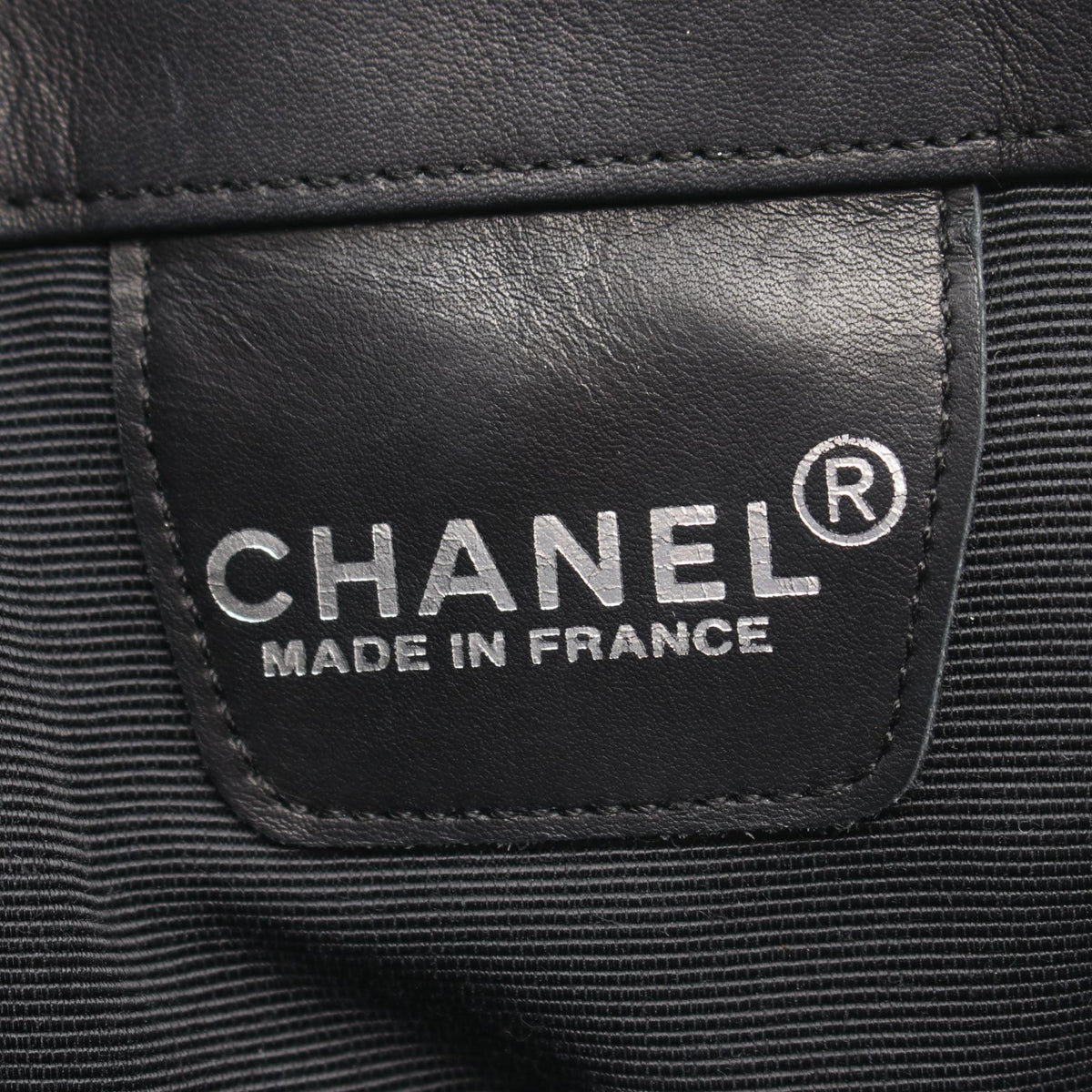 CHANEL Black Embossed Logo Shoulder Bag