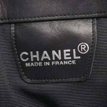 CHANEL Black Embossed Logo Shoulder Bag