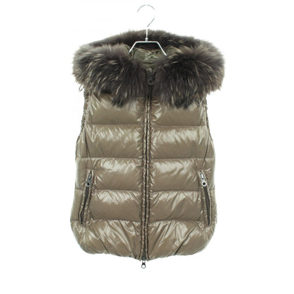 DUVETICA Hooded Down Vest Khaki Size 38