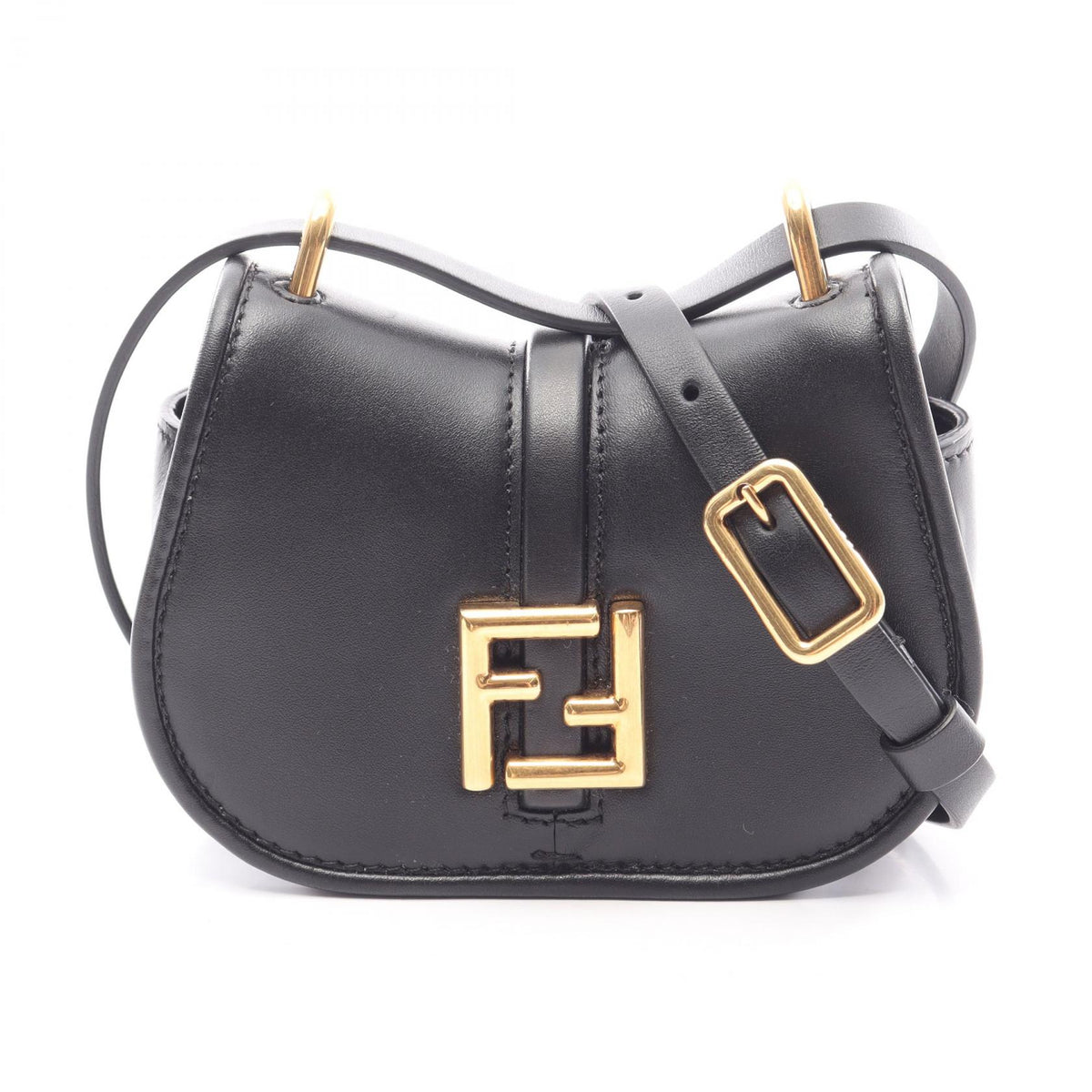 FENDI Come On Nano Leather Bag Black