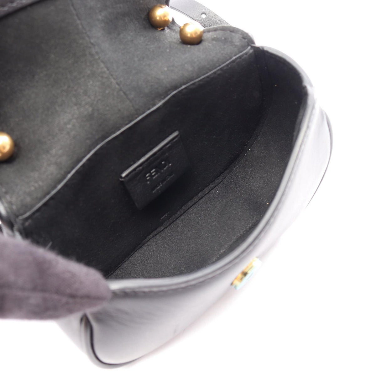 FENDI Come On Nano Leather Bag Black