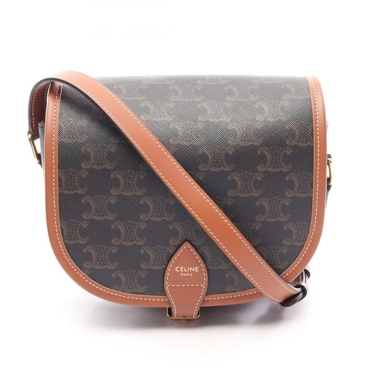 CELINE Folco Medium Triomphe Black Brown Shoulder Bag