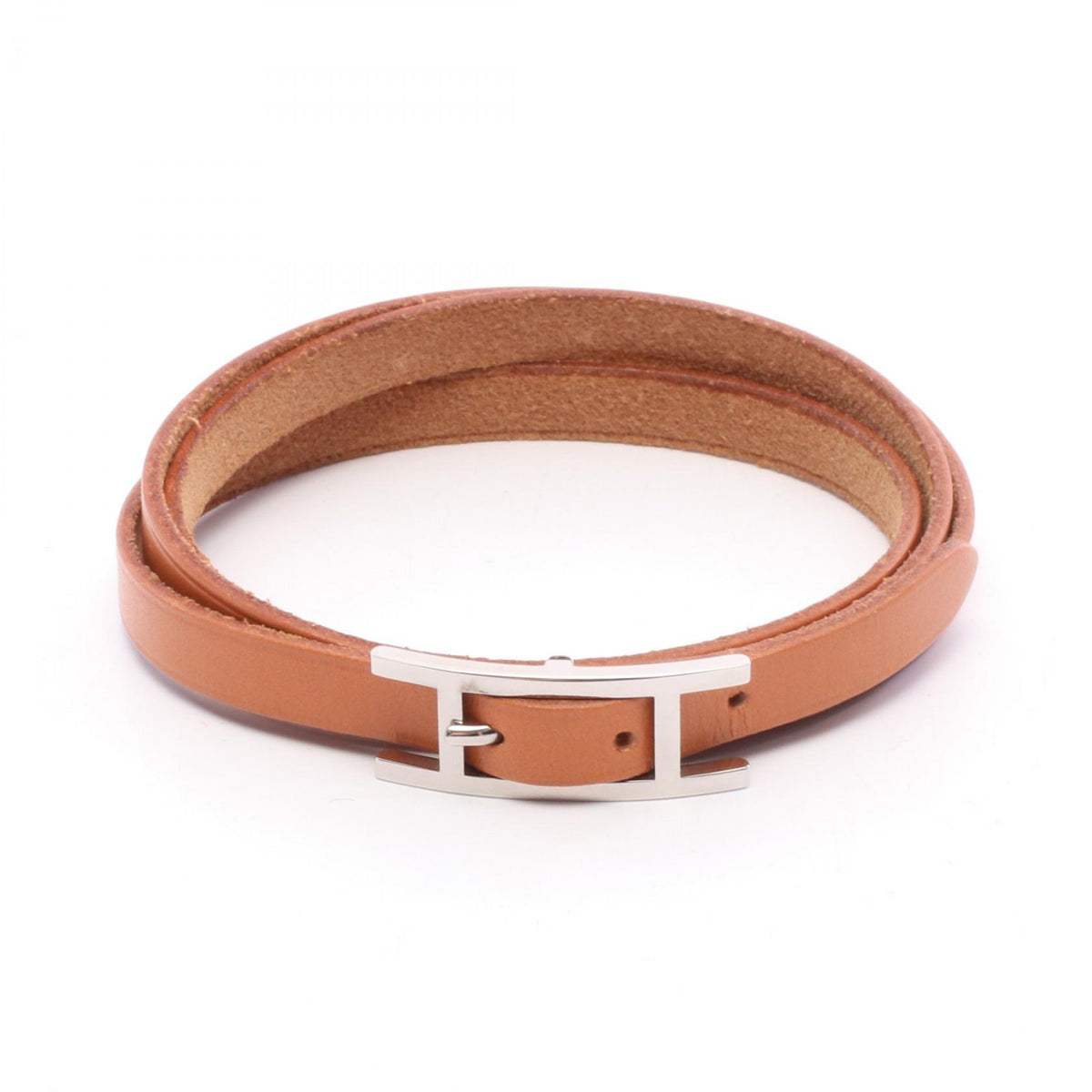 HERMES Hapi 3 Long Leather Bracelet Brown