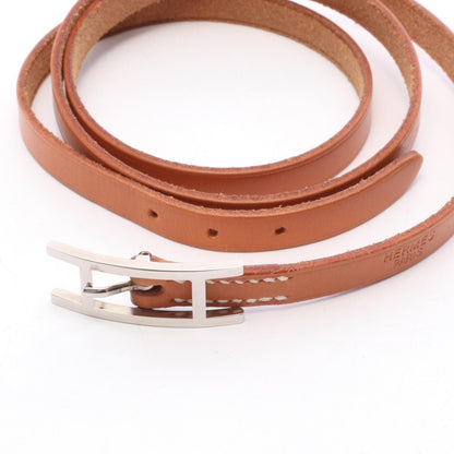 HERMES Hapi 3 Long Leather Bracelet Brown