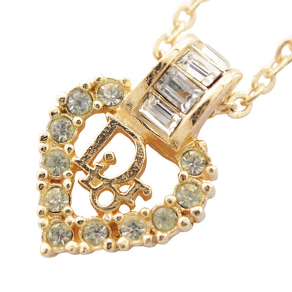 Dior Gold Plated Heart Rhinestone Necklace