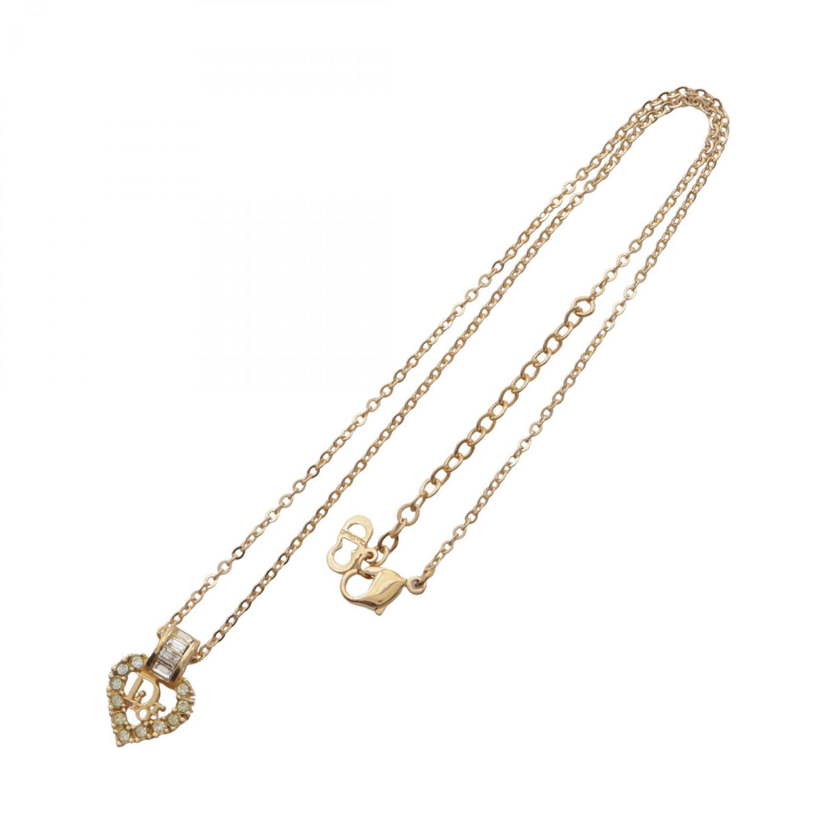 Dior Gold Plated Heart Rhinestone Necklace