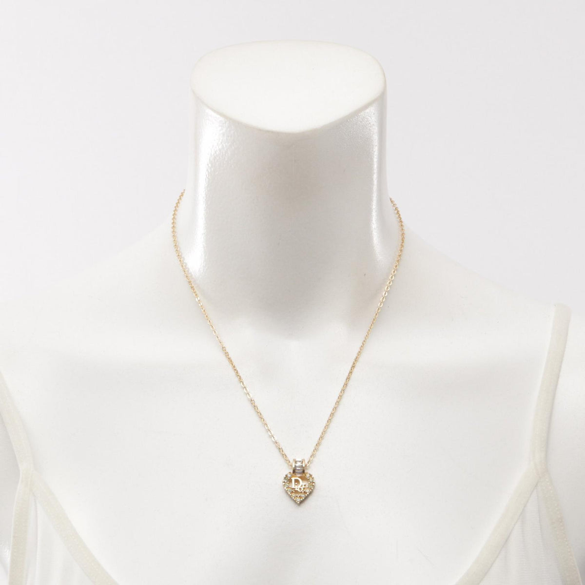 Dior Gold Plated Heart Rhinestone Necklace