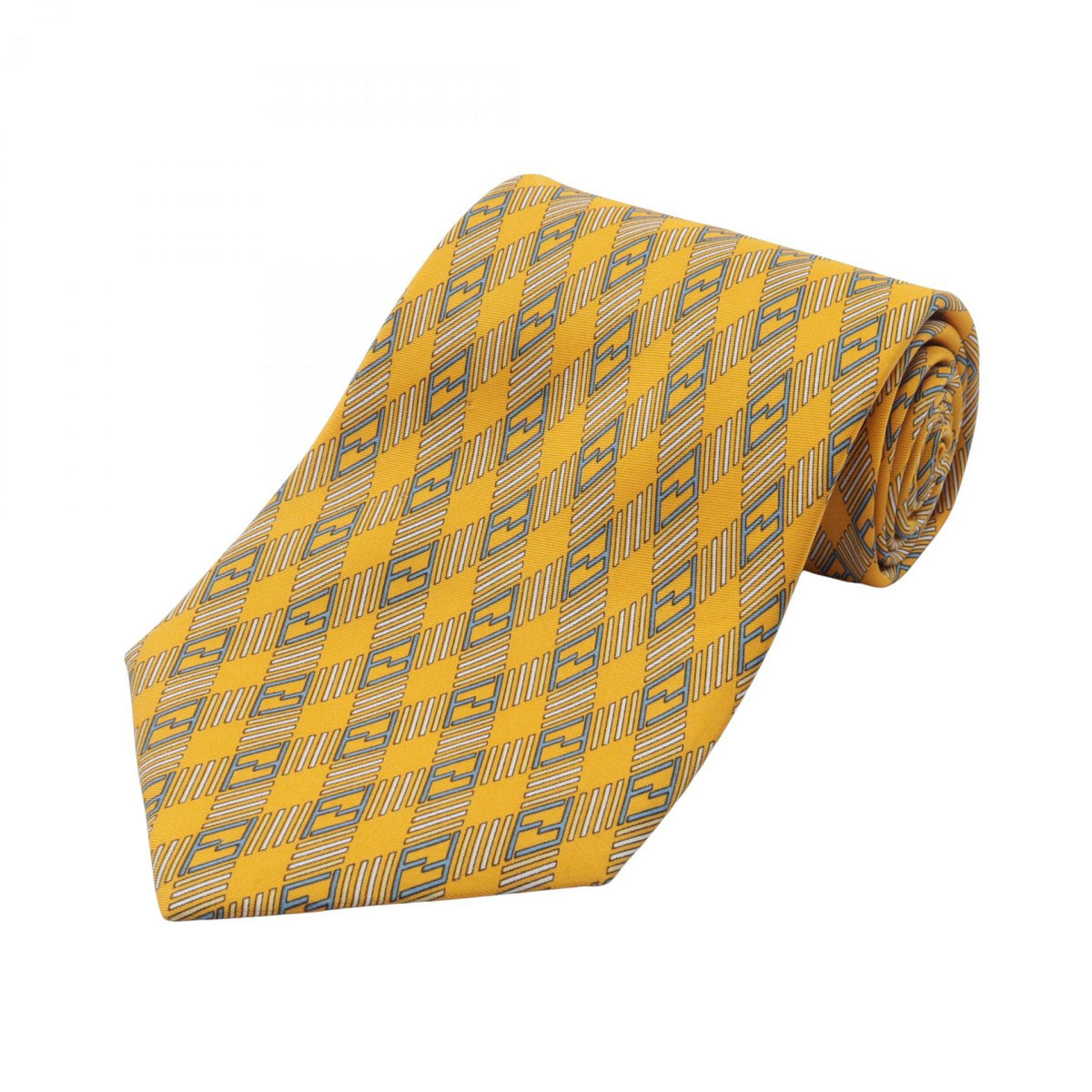 FENDI FF Silk Pattern Tie Yellow