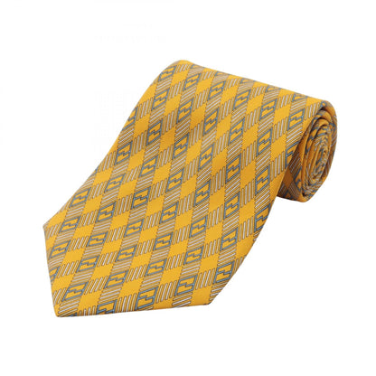 FENDI FF Silk Pattern Tie Yellow