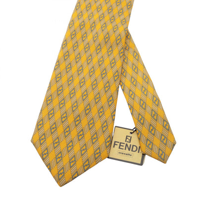 FENDI FF Silk Pattern Tie Yellow