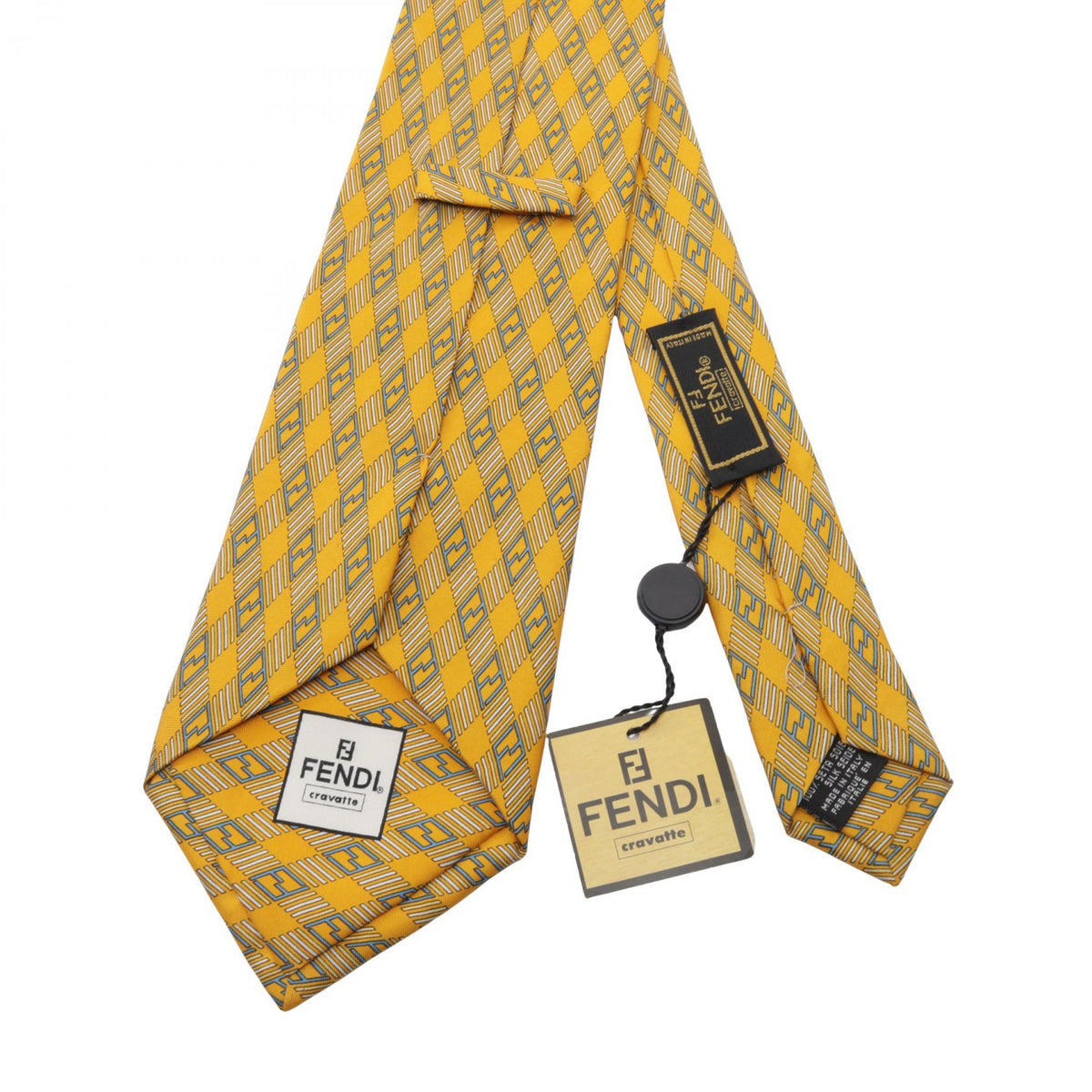 FENDI FF Silk Pattern Tie Yellow